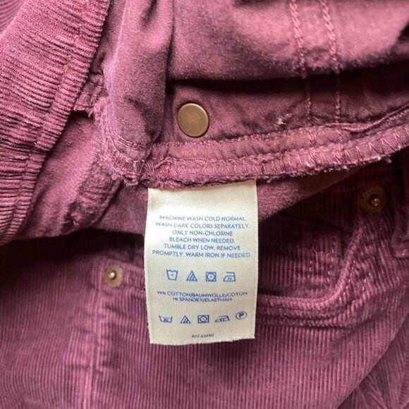 LAND’S END 30 Canvas Cords Pants Unisex Burgundy Plum Pin Straight Pants - Picture 7 of 10